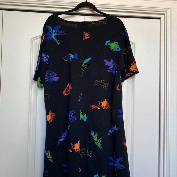 Coconut Bay Mini Dress Womens XL Fish Tropical Beach Novelty Cotton Made in USA - Picture 2 of 6